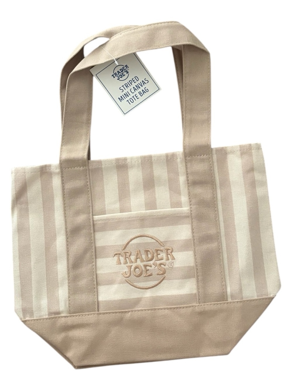 Trader Joe’s Striped Mini Canvas Tote Beige